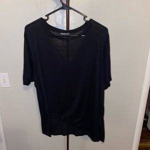 Black v neck cut out shirt with tie